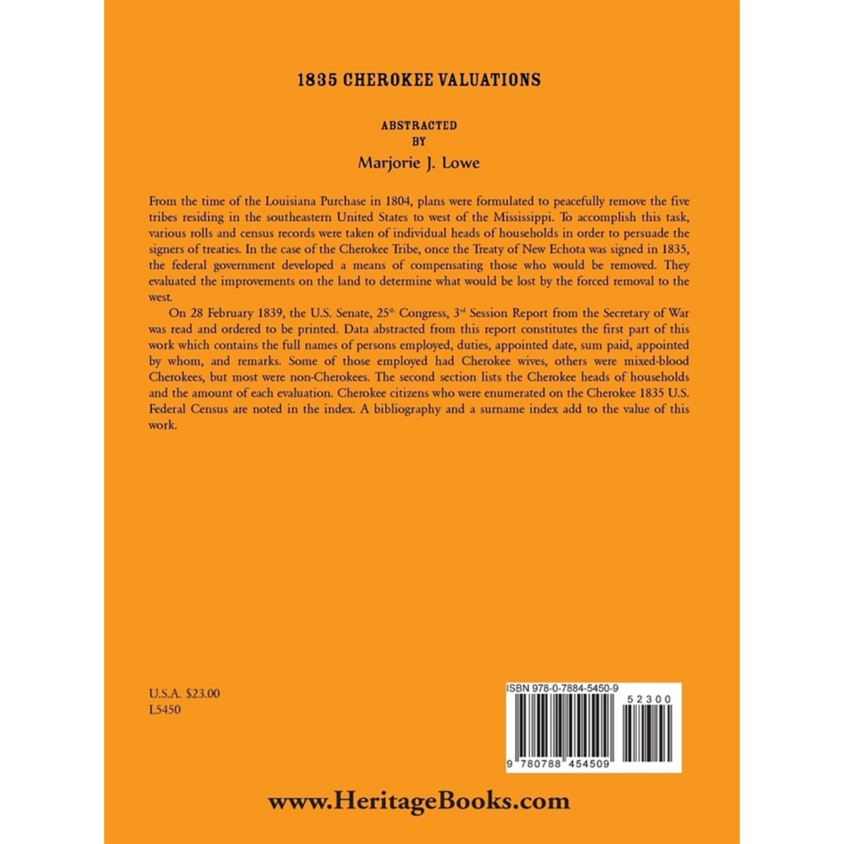 1835 Cherokee Valuations back cover