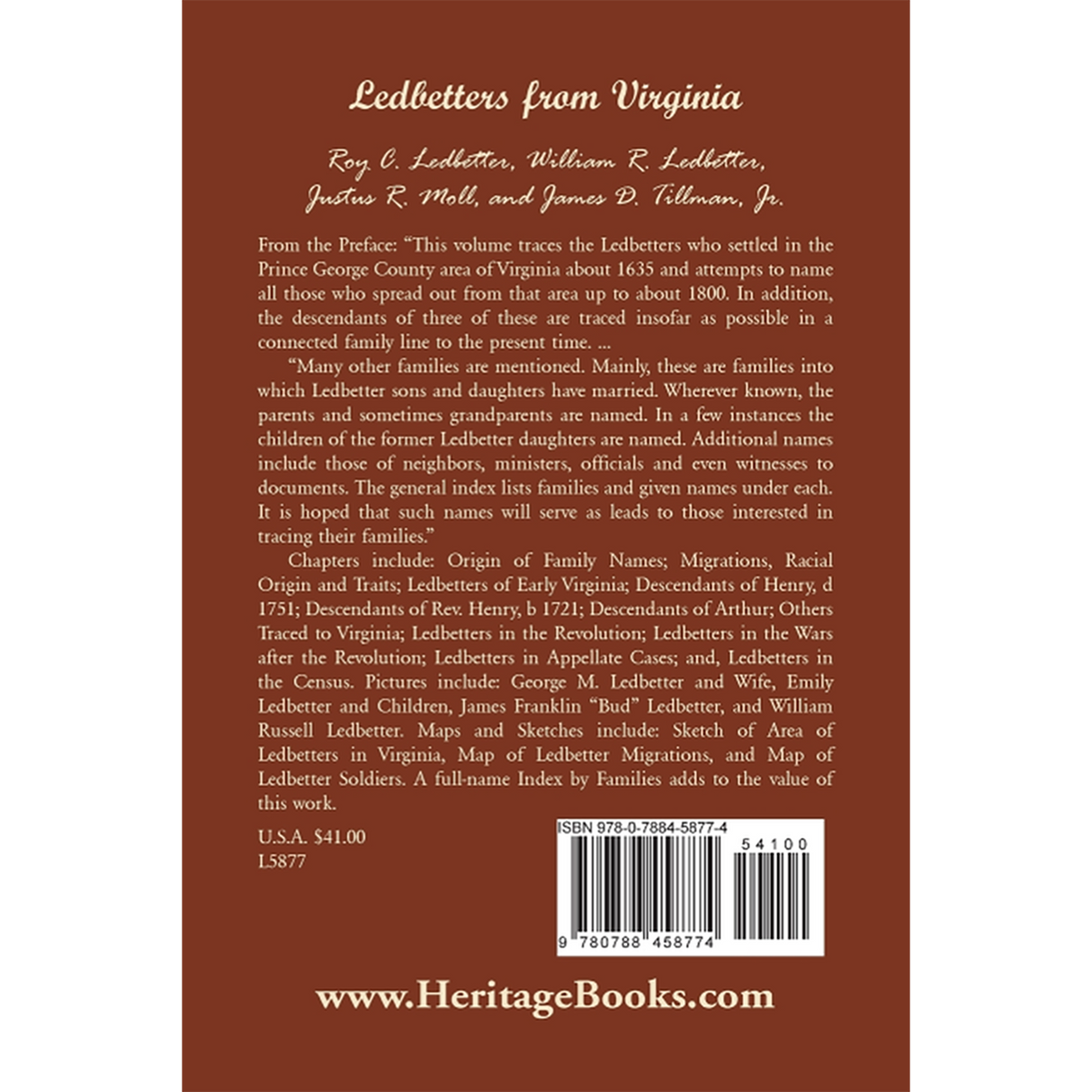 Ledbetters from Virginia back cover