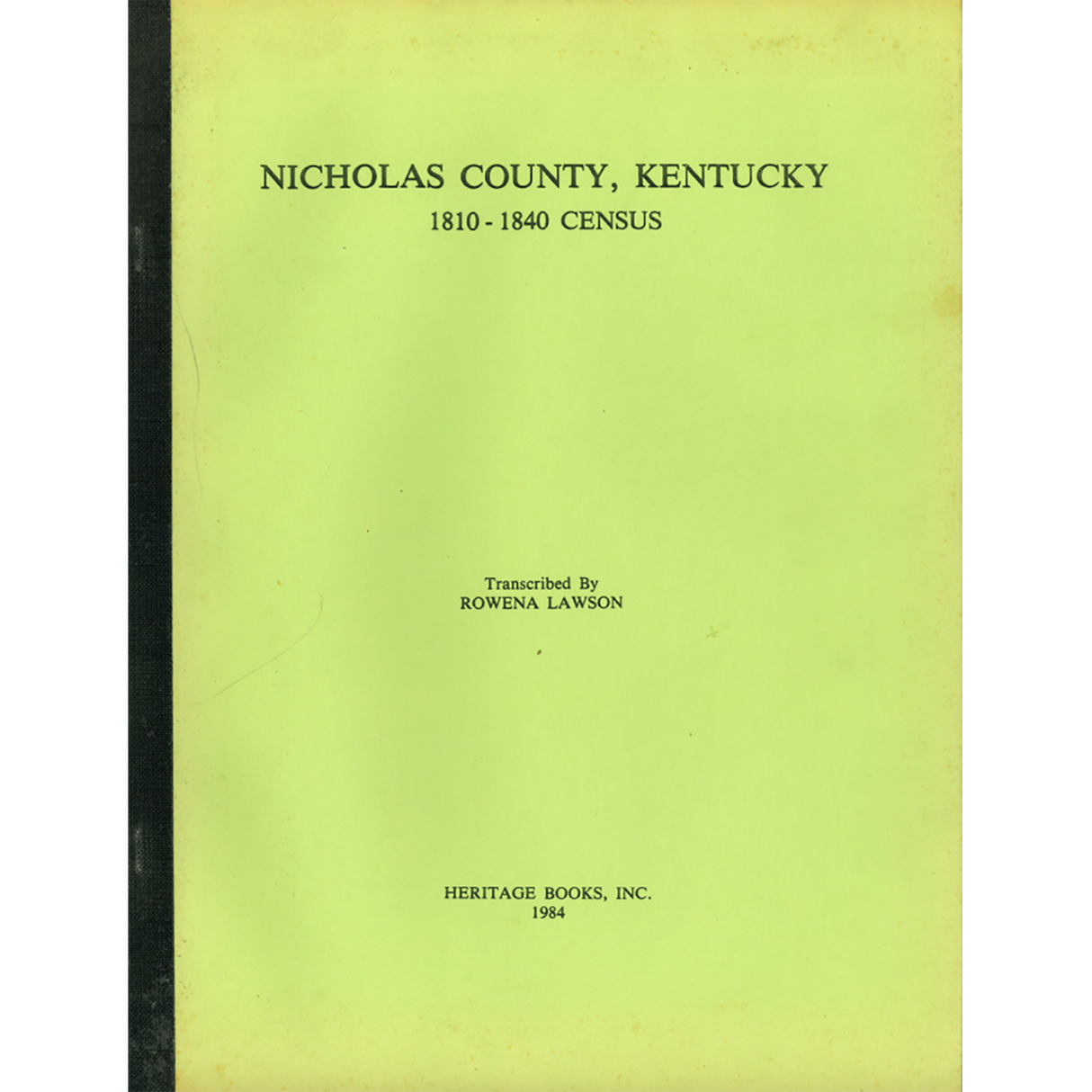 Nicholas County, Kentucky 1810-1840 Census