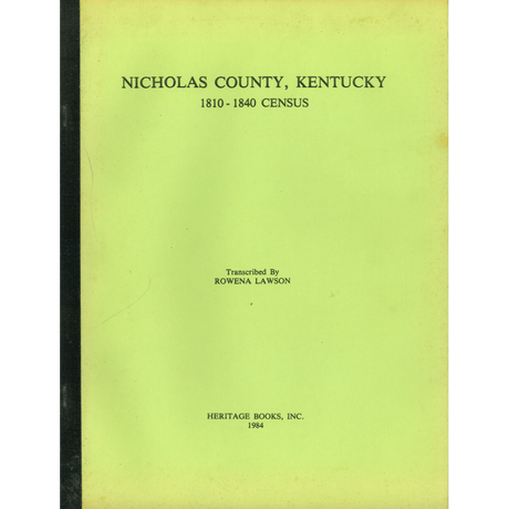 Nicholas County, Kentucky 1810-1840 Census