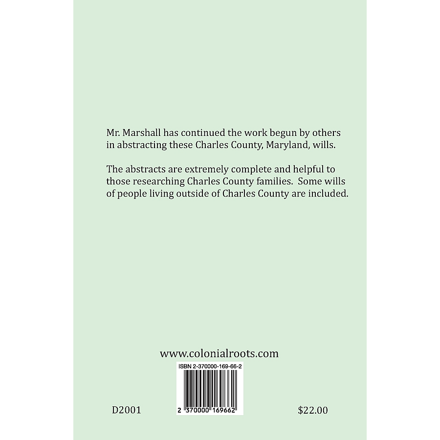 Charles County, Maryland Wills, 1791-1801, Will Book AK-11 back cover