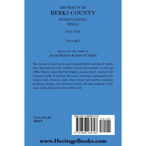 Abstracts of Berks County, Pennsylvania Wills, 1752-1785, Volume 1 back cover