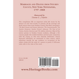 Marriages and Deaths from Steuben County, New York, Newspapers, 1797-1868 back cover