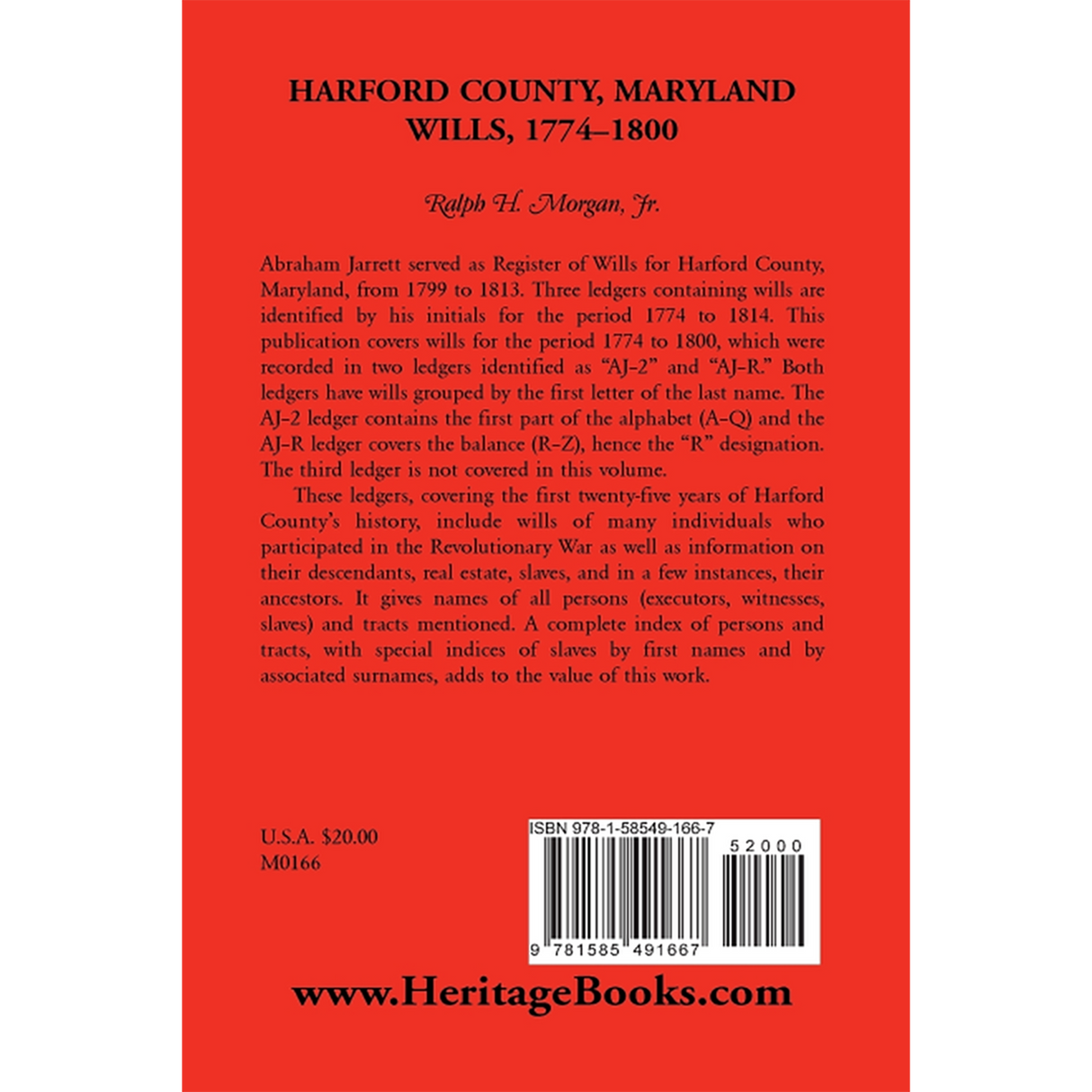 Harford County, Maryland Wills 1774-1800 back cover