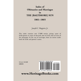 Index of Obituaries and Marriages in The (Baltimore) Sun, 1861-1865 back cover