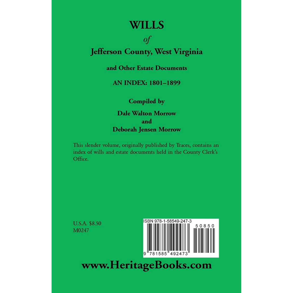 Wills of Jefferson County, West Virginia, 1801-1899 back cover