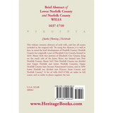 (Brief Abstract of) Lower Norfolk County and Norfolk County Wills, 1637-1710 back cover