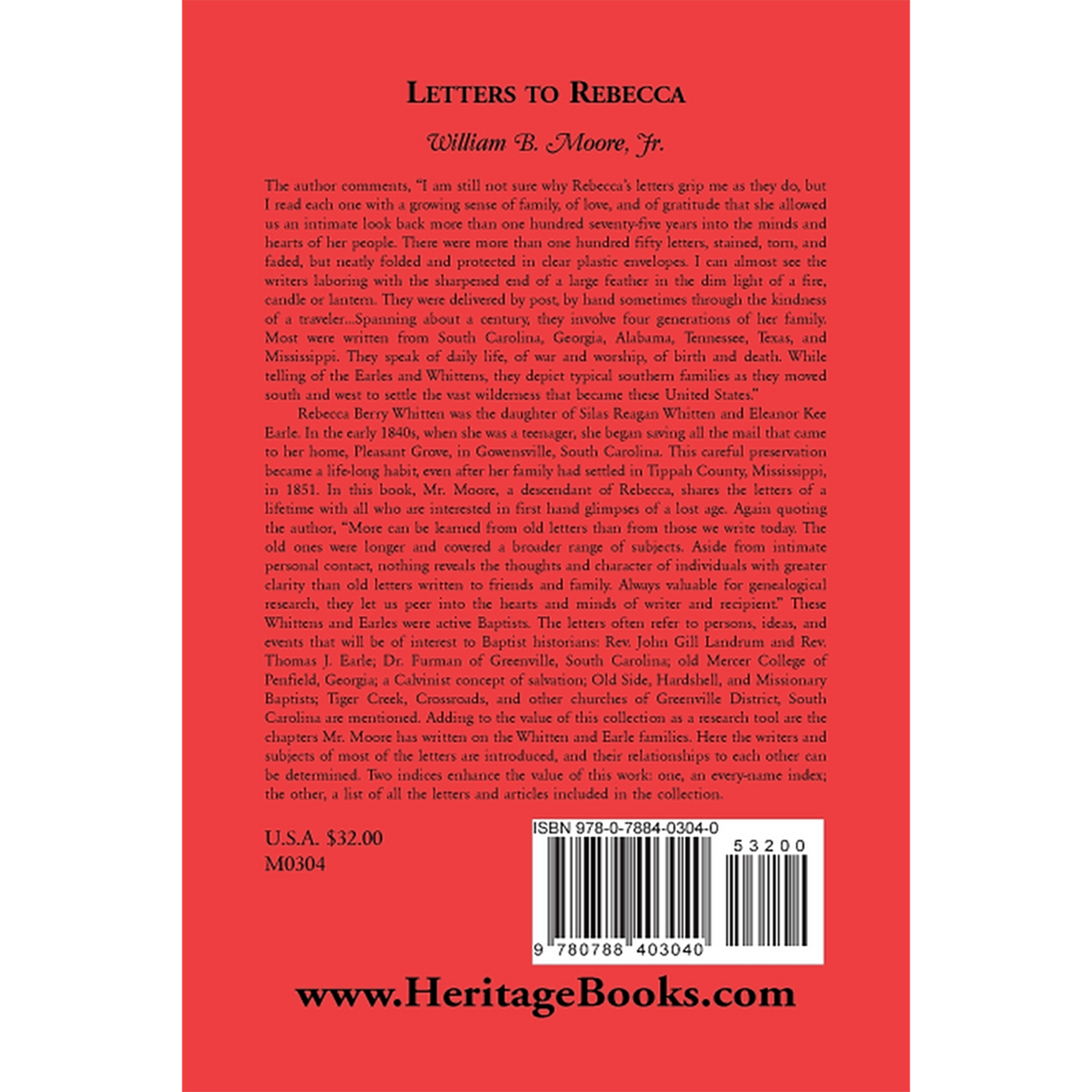 Letters to Rebecca back cover