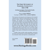 Story of the Early Settlers of Stamford, Connecticut, 1641-1700, including Genealogies of Principal Families back cover