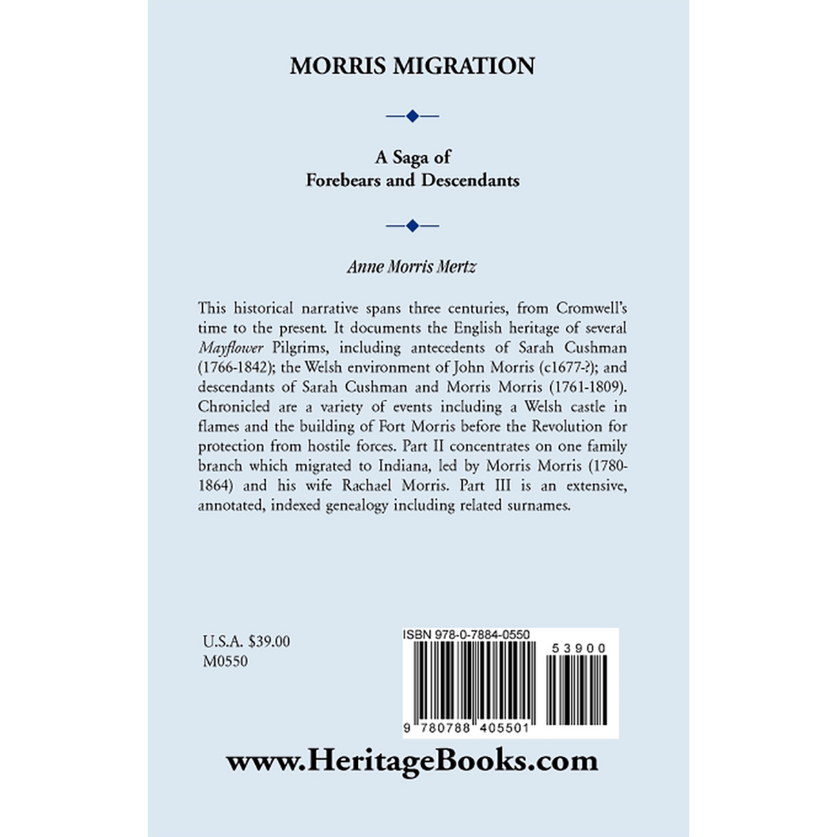 Morris Migration: A Saga of Forebears and Descendants back cover