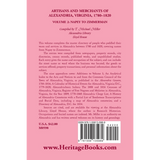 Artisans and Merchants of Alexandria, Virginia 1780-1820, Volume 2, Napey to Zimmerman back cover