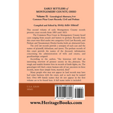 back cover of Early Settlers of Montgomery County, Ohio: Genealogical Abstracts from Common Pleas Court Records Civil and Probate