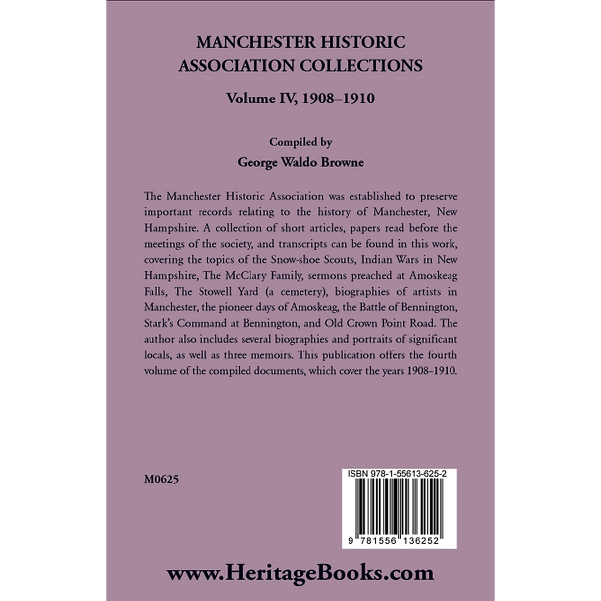Manchester Historic Association Collections, Volume 4, 1908-1910 back cover