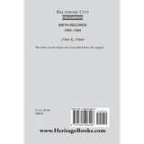 Baltimore City, Maryland Birth Records, 1865-1894 back cover