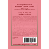 Marriage Records of Accomack County, Virginia, 1854-1895 (Recorded in Licenses and Ministers' Returns) back cover