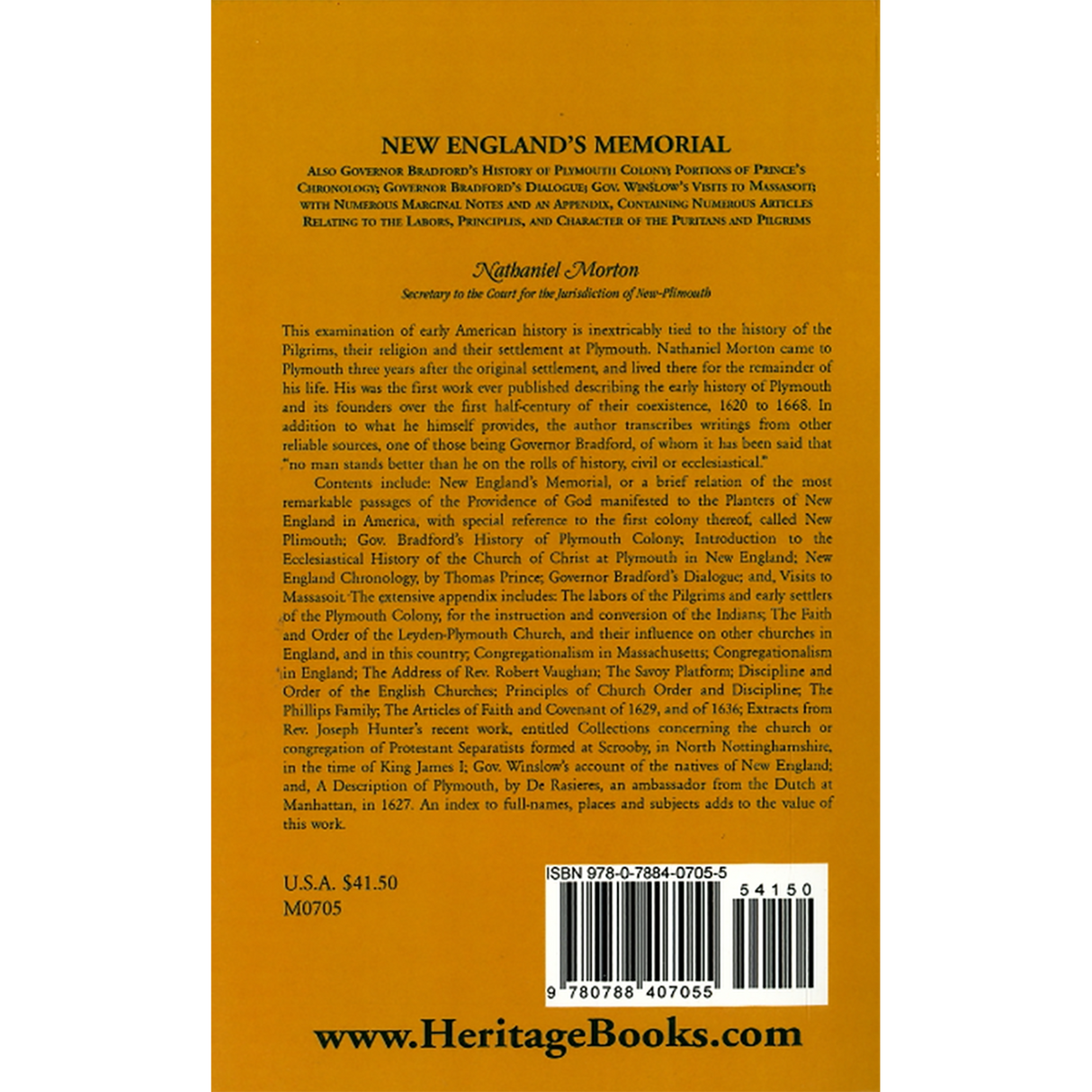 New England's Memorial back cover