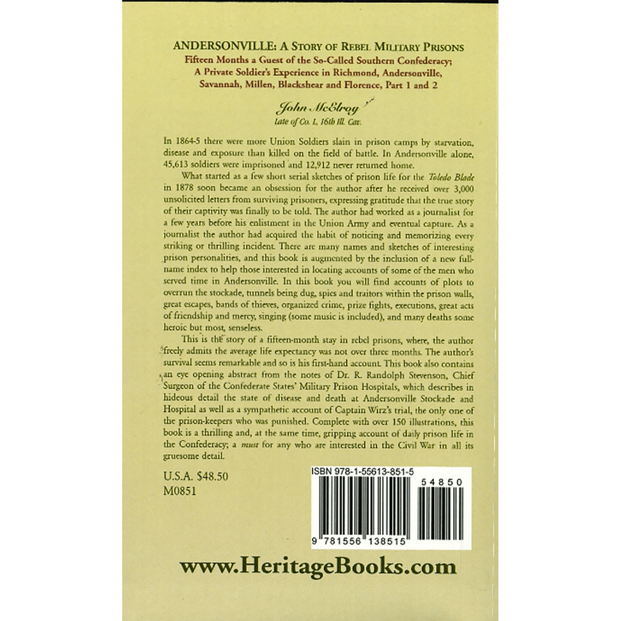 Andersonville: A Story of Rebel Military Prisons, Part 1 and 2 back cover