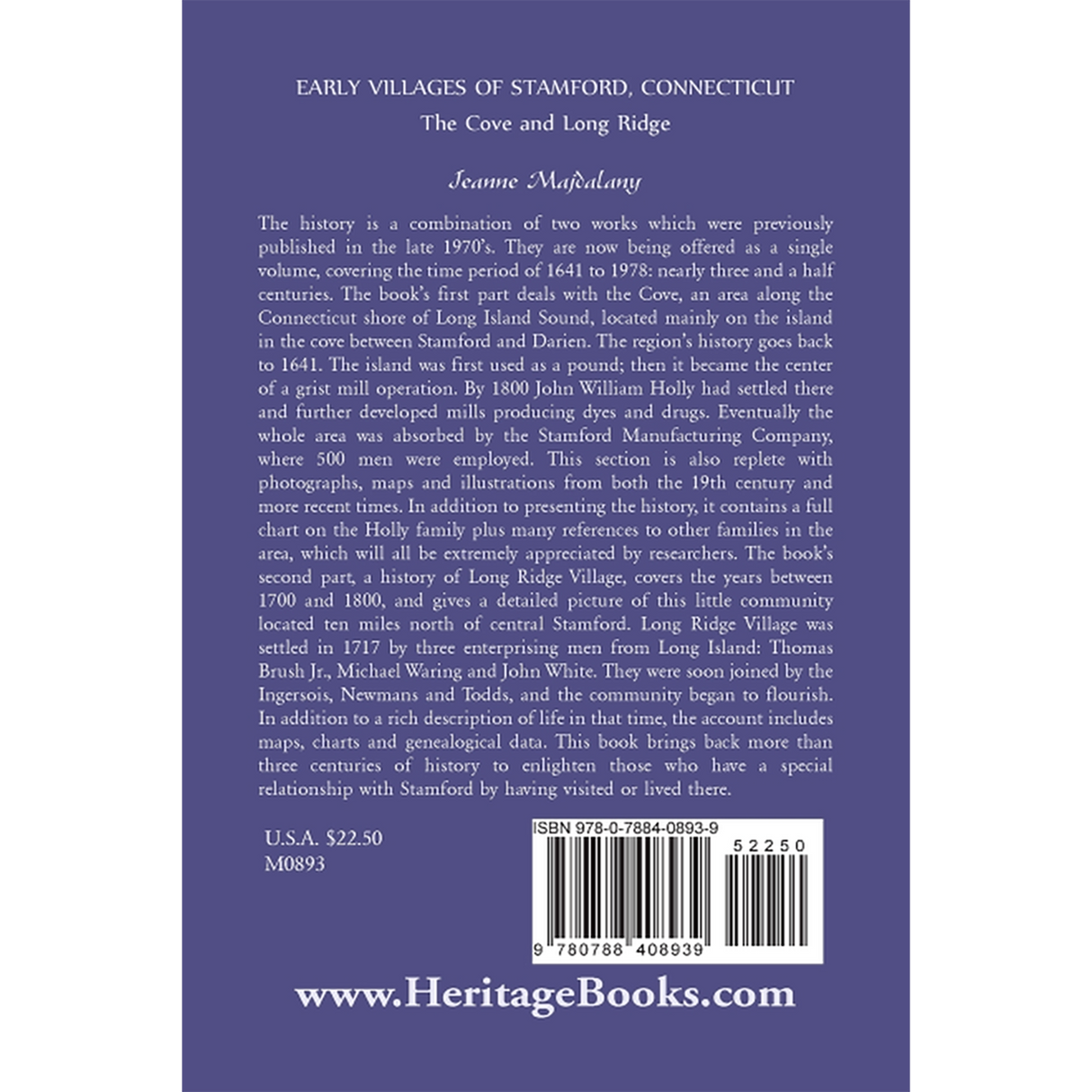 Early Villages of Stamford, Connecticut: The Cove and Long Ridge back cover