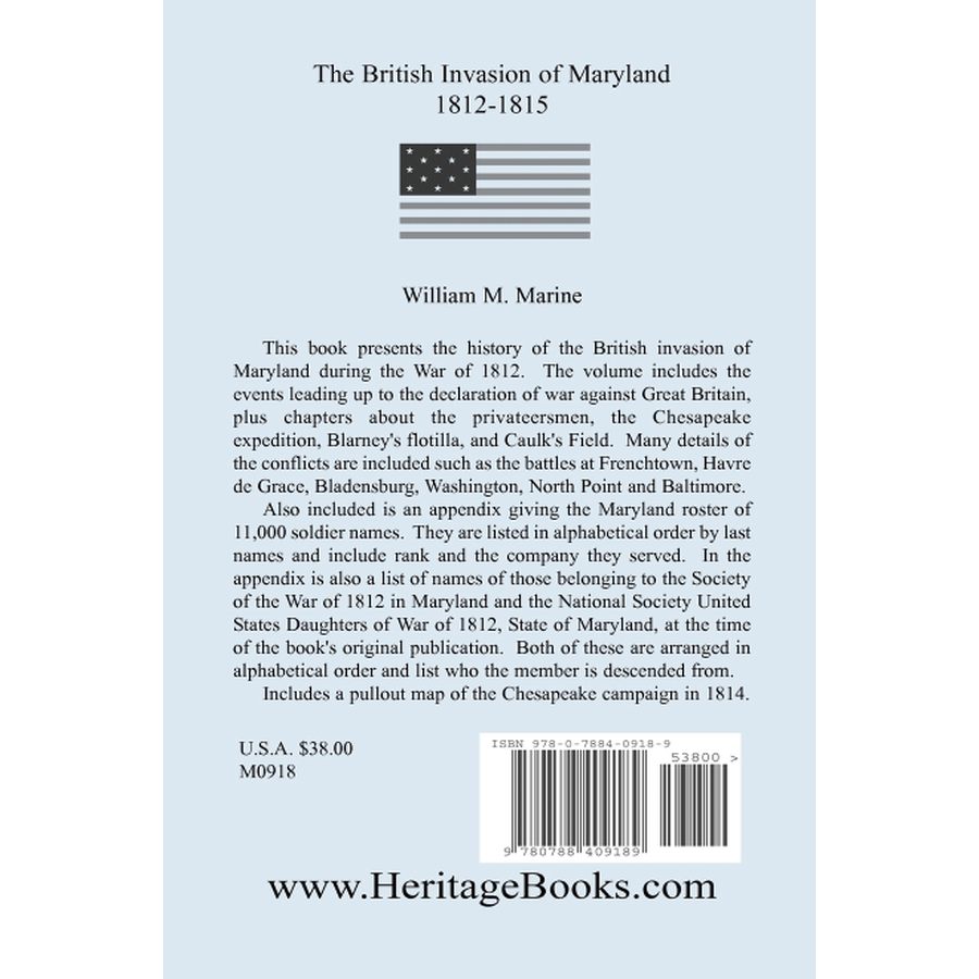 back cover of British Invasion of Maryland, 1812-1815