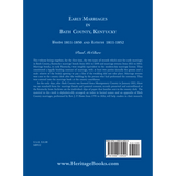 Early Marriages in Bath County, Kentucky: Bonds 1811-1850 and Returns 1811-1852 back cover