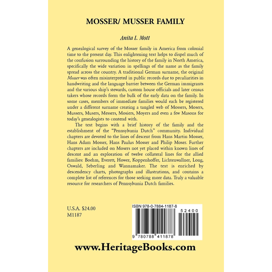 back cover of Mosser / Musser Family