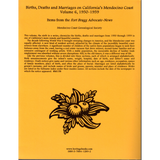Births, Deaths and Marriages on California's Mendocino Coast, Volume 6, 1950-1959 back cover