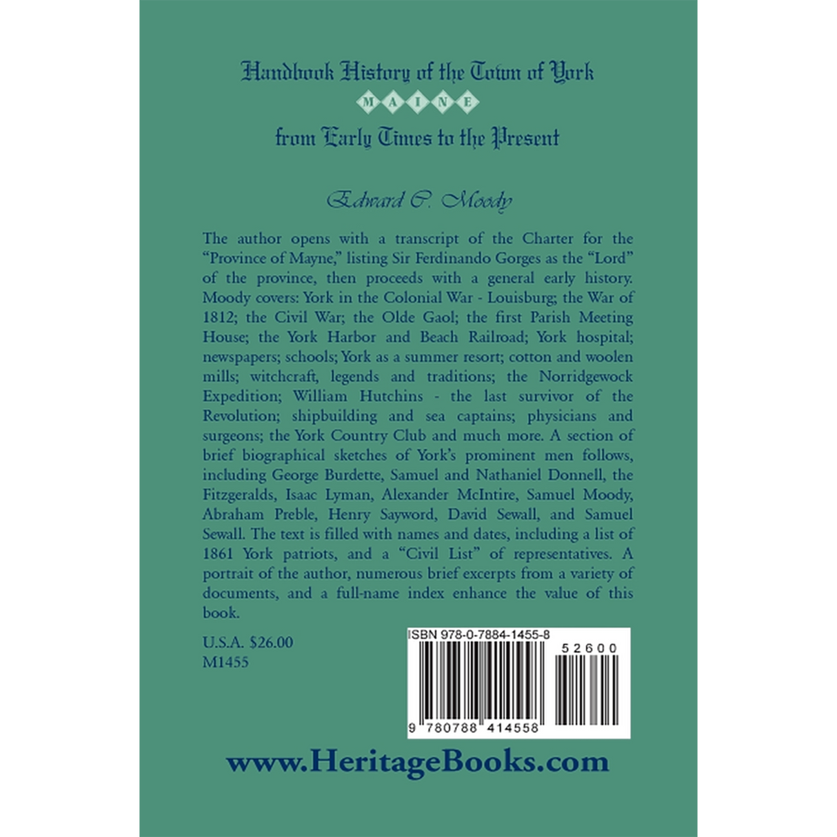 Handbook History of the Town of York [Maine] From Early Times to the Present back cover