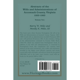 Abstracts of the Wills and Administrations of Accomack County, Virginia, 1800-1860 volume 2 back cover