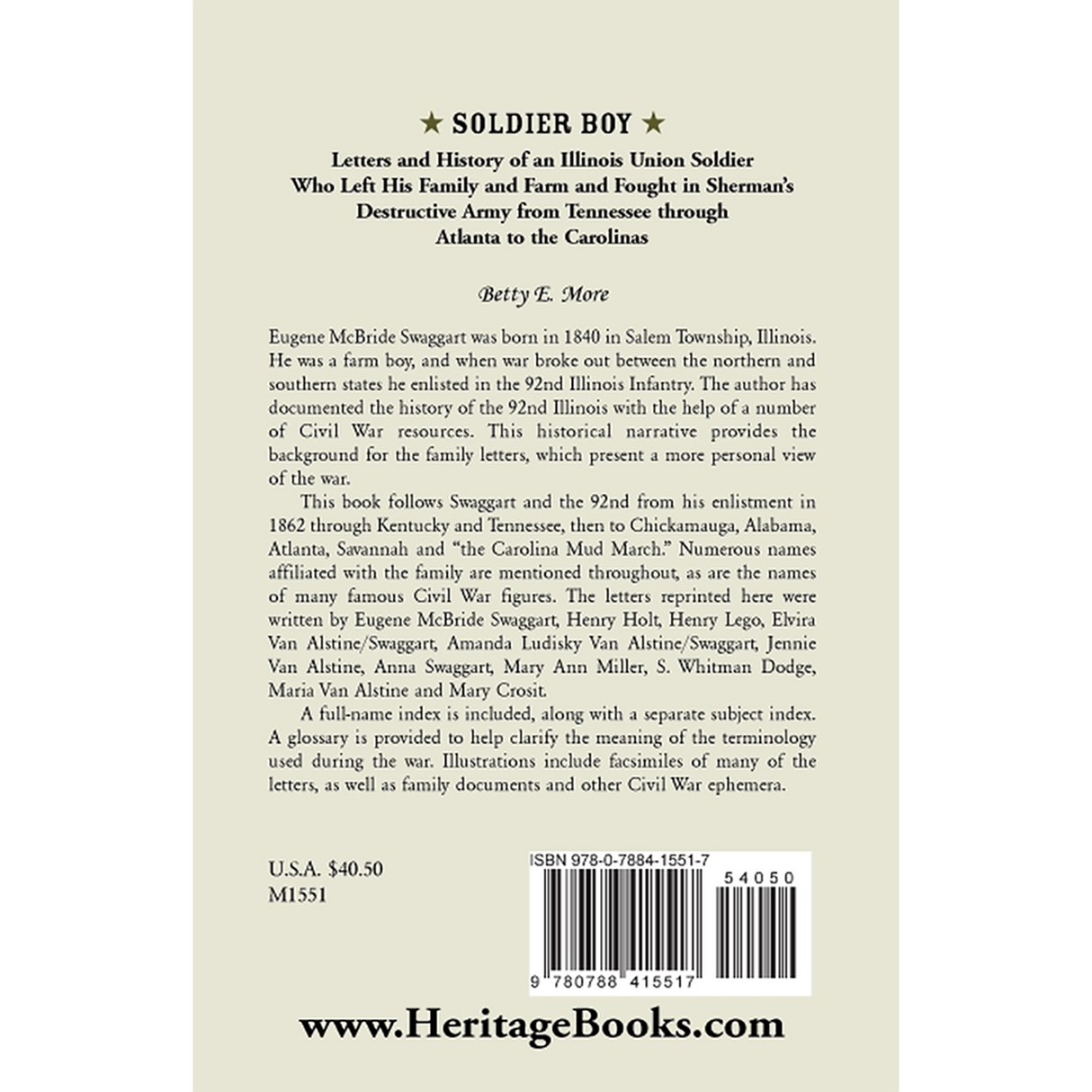 Soldier Boy: Letters and History of an Illinois Union Soldier back cover