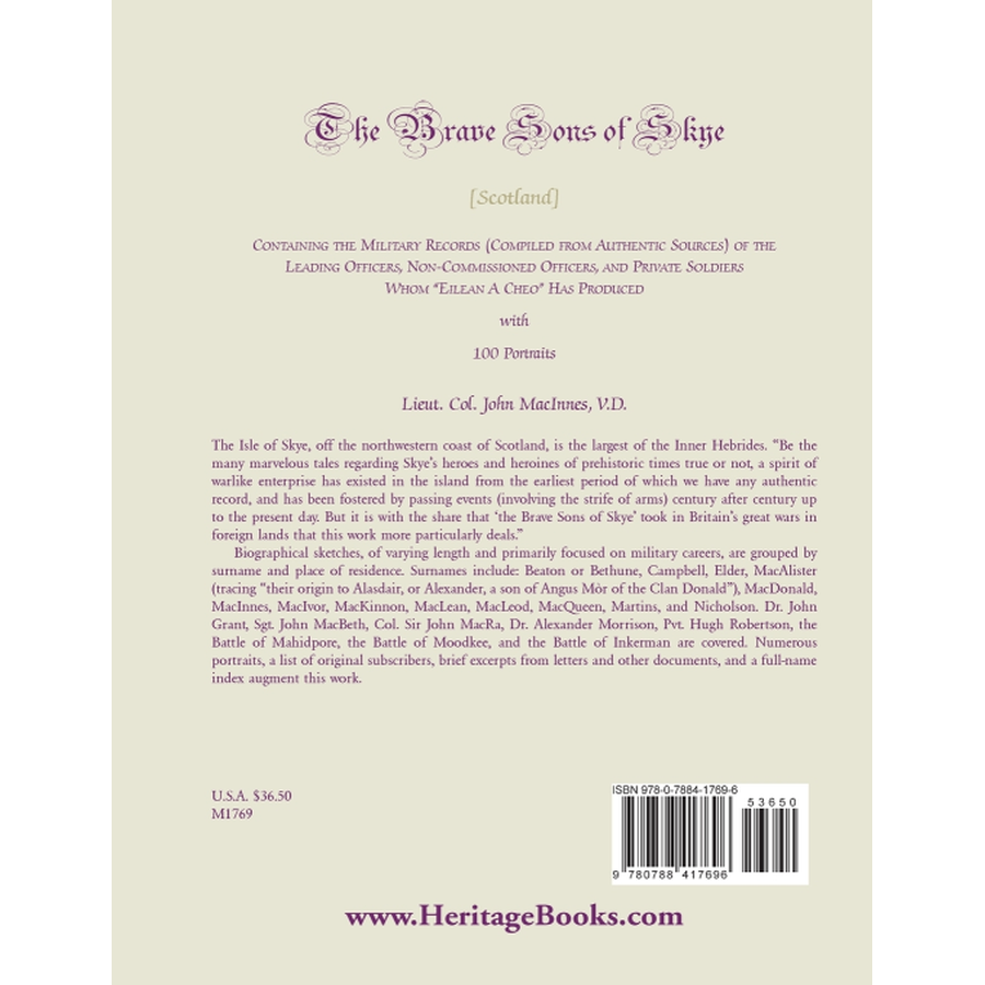 The Brave Sons of Skye [Scotland] back cover
