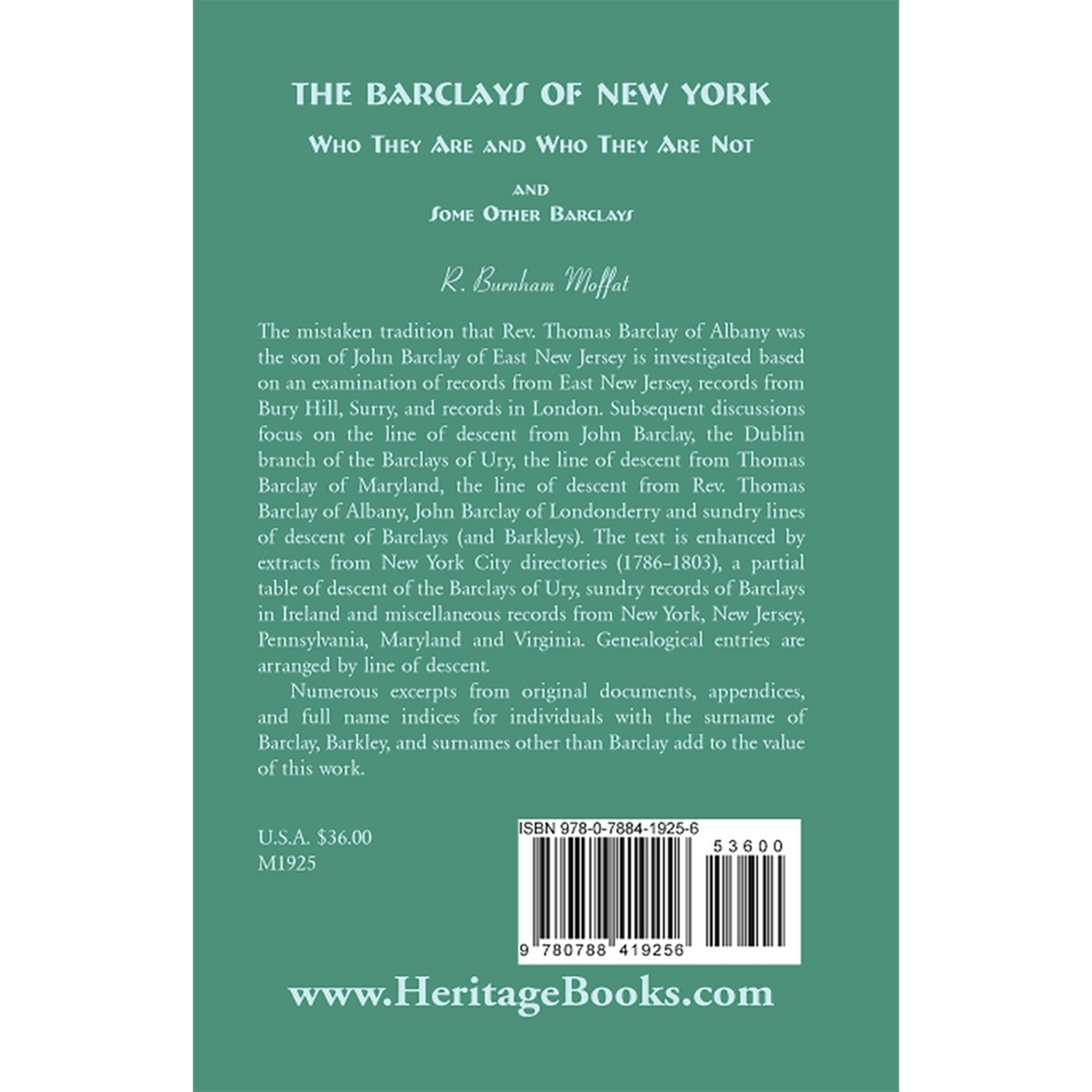 The Barclays of New York: Who They Are and Who They Are Not, and Some Other Barclays back cover