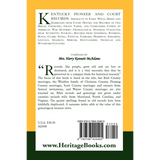 Kentucky Pioneer and Court Records: Abstracts of Early Wills, Deeds and Marriages From Court Houses back cover