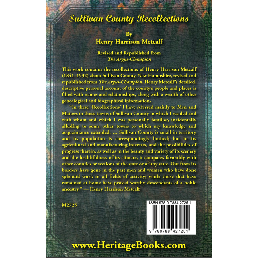 Sullivan County [New Hampshire] Recollections back cover