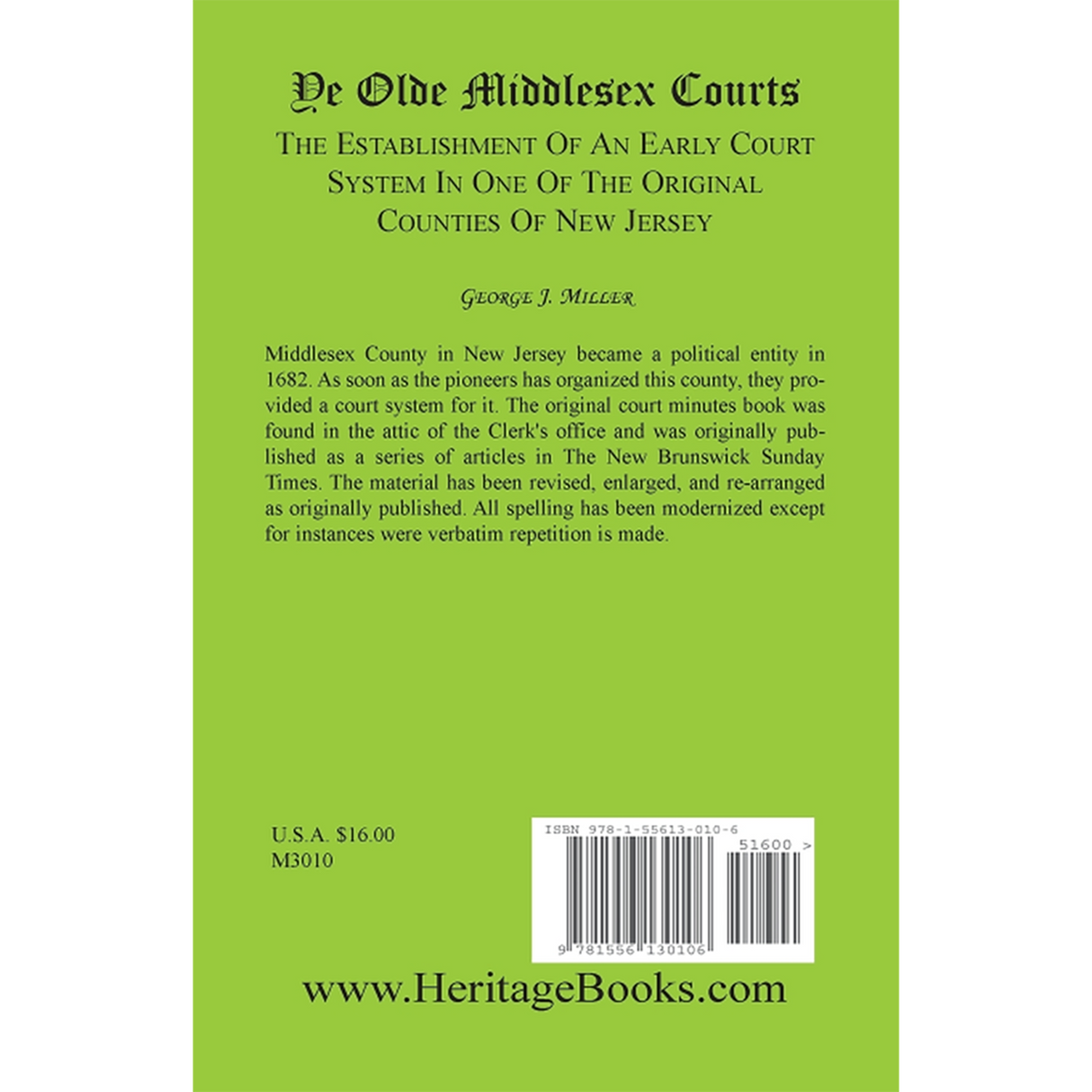 Ye Olde Middlesex Courts [New Jersey] back cover