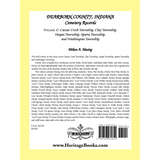 Dearborn County, Indiana, Cemetery Records, Volume C: Caesar Creek, Clay, Hogan, Sparta and Washington Townships back cover