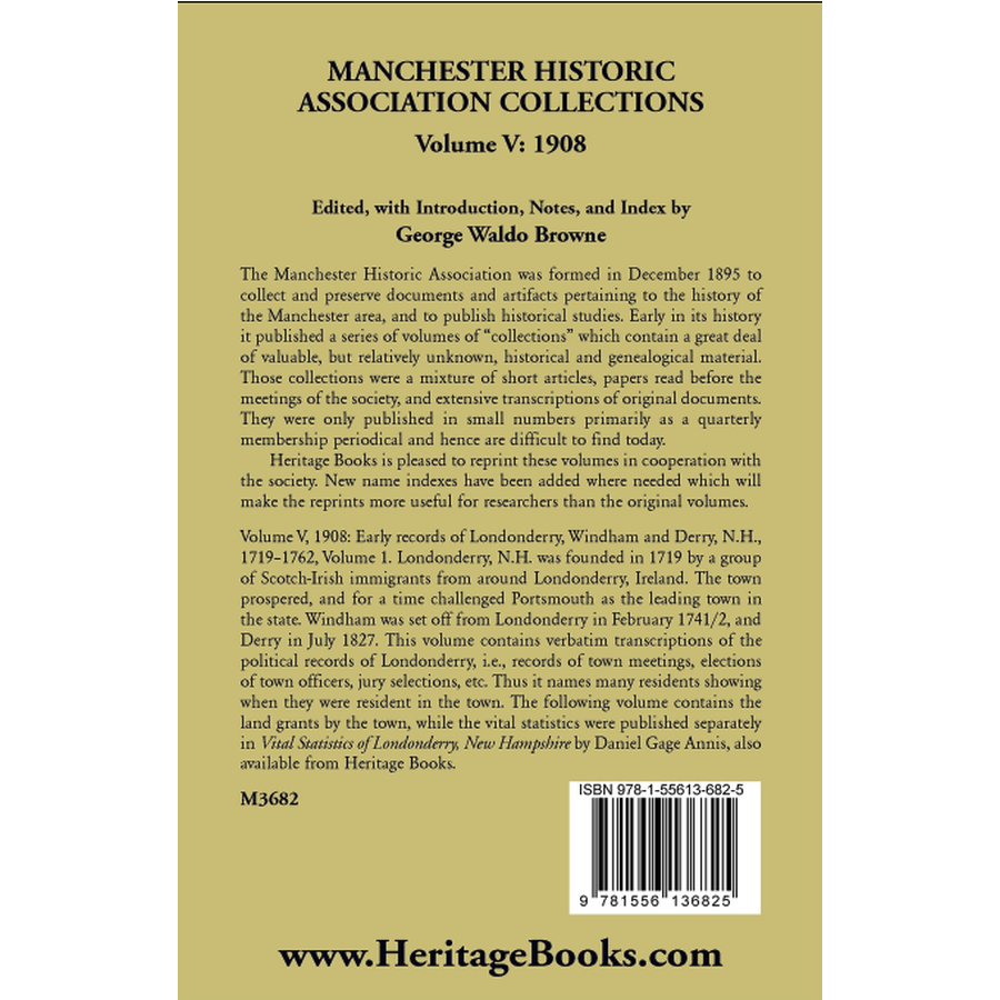 Manchester Historic Association Collections, Volume 5, 1908 back cover