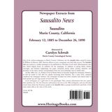 Newspaper Extracts from Sausalito News, Sausalito, Marin County, California, February 12, 1885 to December 26, 1890 back cover