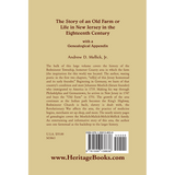 The Story of an Old Farm: or Life in New Jersey in the 18th Century back cover
