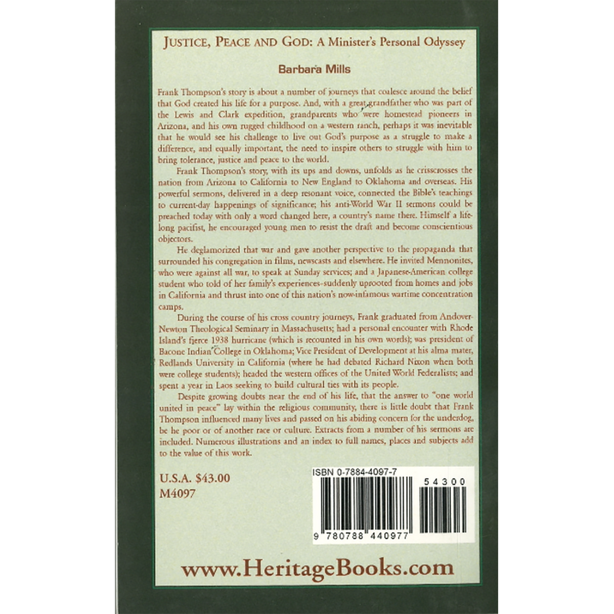 Justice, Peace and God: A Minister's Personal Odyssey back cover