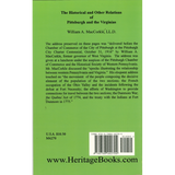 The Historical and Other Relations of Pittsburgh and the Virginias back cover