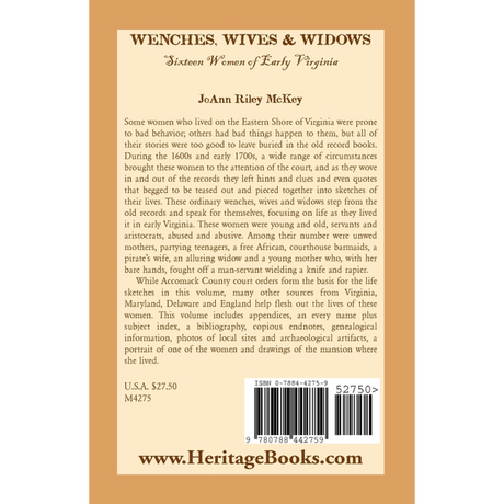 Wenches, Wives and Widows: Sixteen Women of Early Virginia back cover