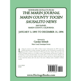 Newspaper Extracts from The Marin Journal, Marin County Tocsin, San Rafael, Marin County, California, January 3, 1895 to December 31, 1896 back cover