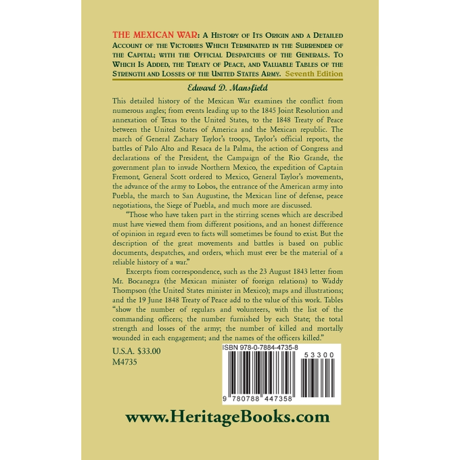 back cover of The Mexican War: A History of its origin