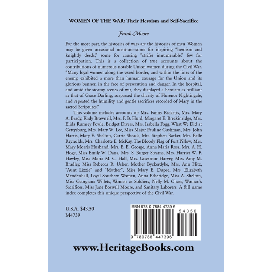 back cover of Women of the War; Their Heroism and Self-Sacrifice