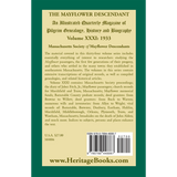 The Mayflower Descendant, Volume 31, 1933 [paper] back cover