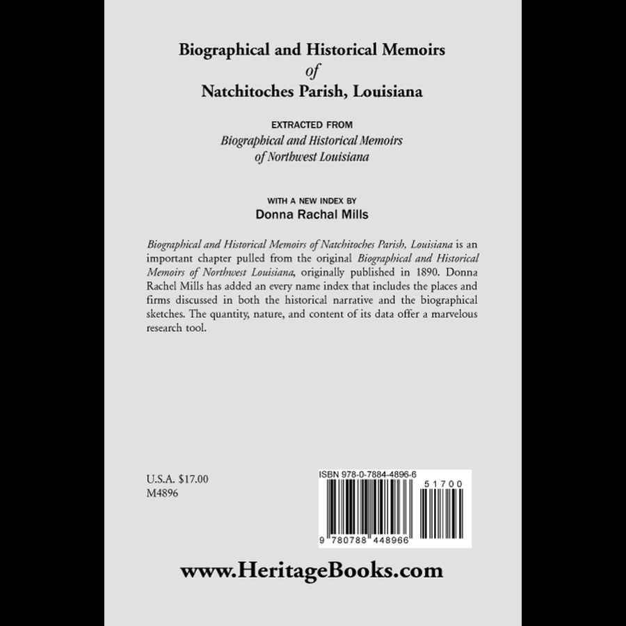 Biographical and Historical Memoirs of Natchitoches Parish, Louisiana back cover
