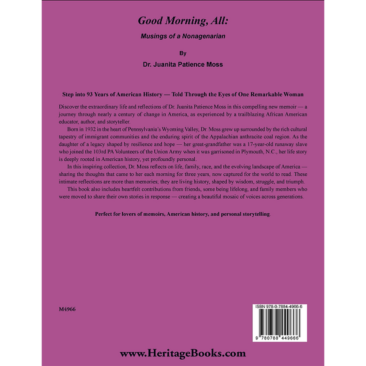 Good Morning, All: Musings of a Nonagenarian back cover