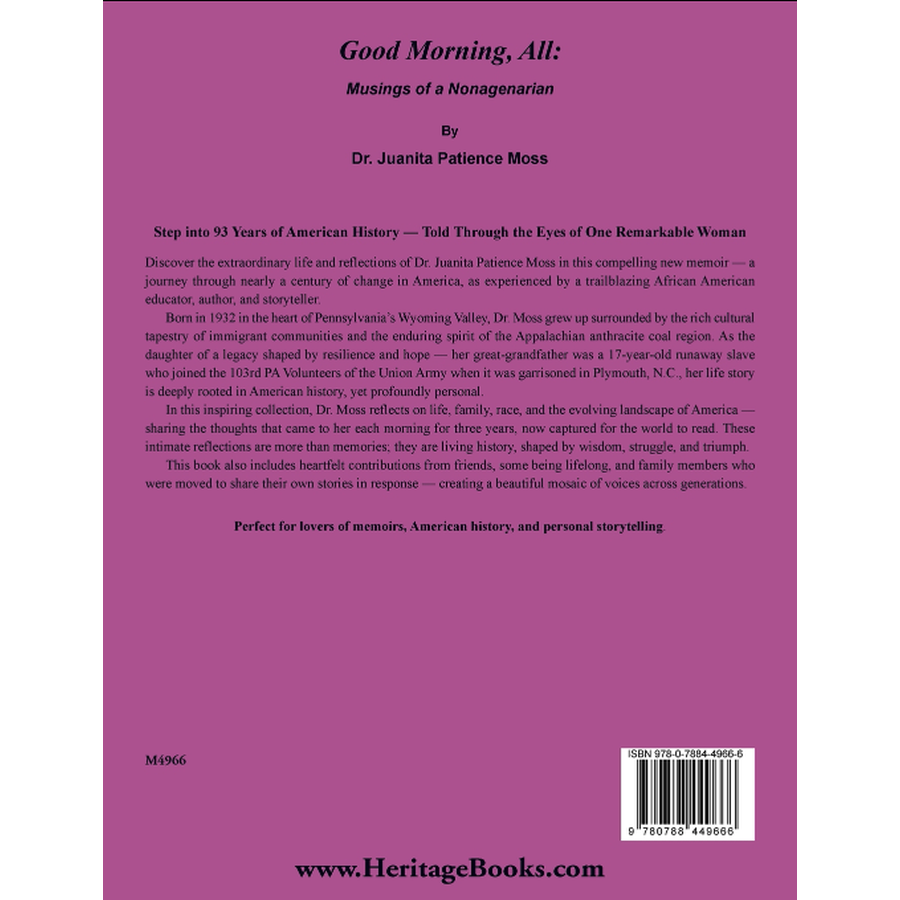 Good Morning, All: Musings of a Nonagenarian back cover