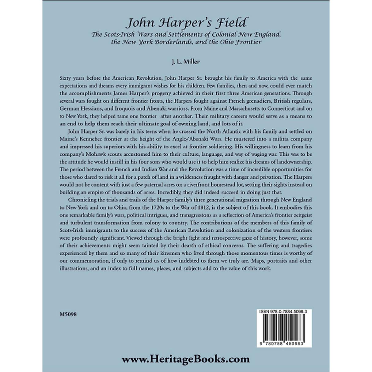 John Harper’s Field: The Scotch-Irish Wars and Settlements of Colonial New England, the New York Borderlands, and the Ohio Frontier back cover