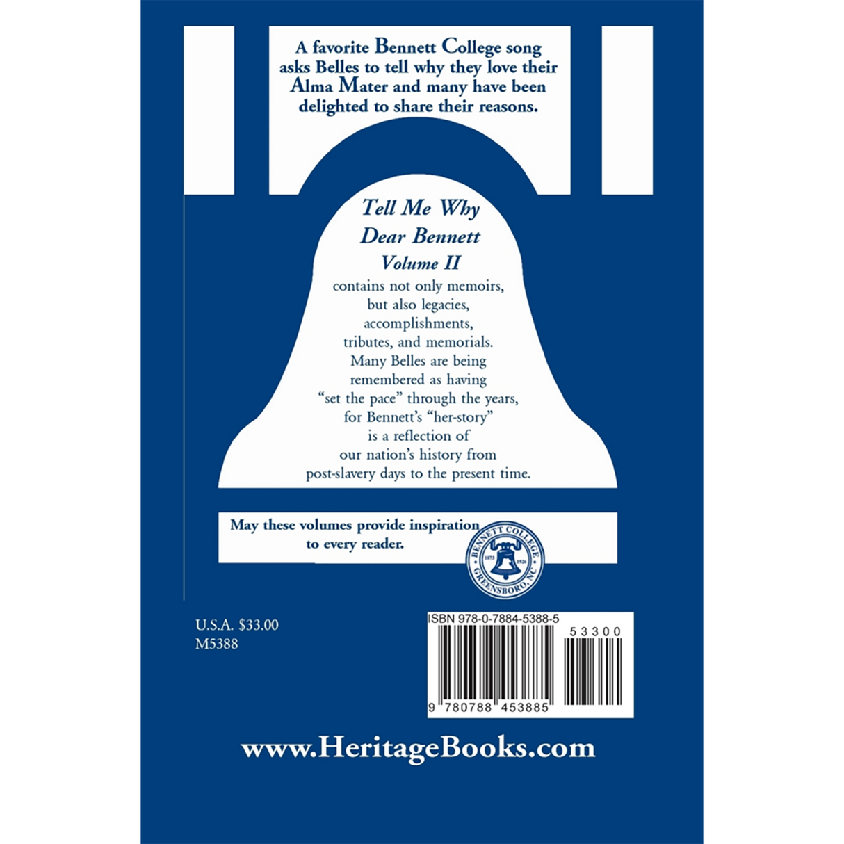Tell Me Why Dear Bennett: Memoirs of Bennett College Belles, Volume II back cover